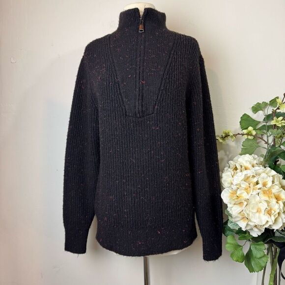 ANTHROPOLOGIE | RD Style Millie Quarter Zip sweater | Large | black red - Picture 2 of 13